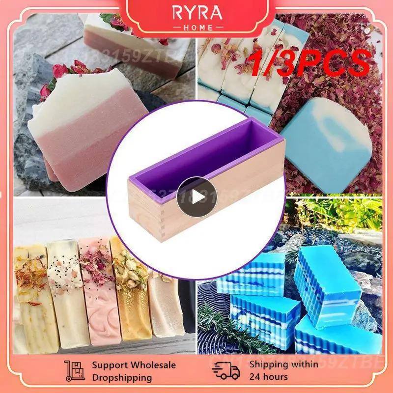 Handmade Tool 1200ML Silicone Soap Mold Rectangular Flexible Mould With Wooden Box Soap Making Home Kitchen Cocina