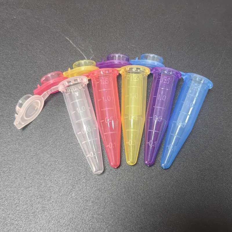 500Pcs 1.5ml Colourful Plastic Centrifuge Tube Conical Bottom Sample Tube Vial With Snap Cap Container For Sample Use Laboratory