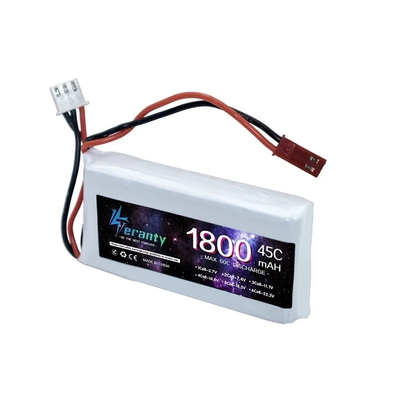 Batería LiPo 2S de 7,4 v, 1800mAh, 45C para Drones teledirigidos, helicóptero, coche, barco, piezas de repuesto con baterías Deans T XT60 JST XT30 2S