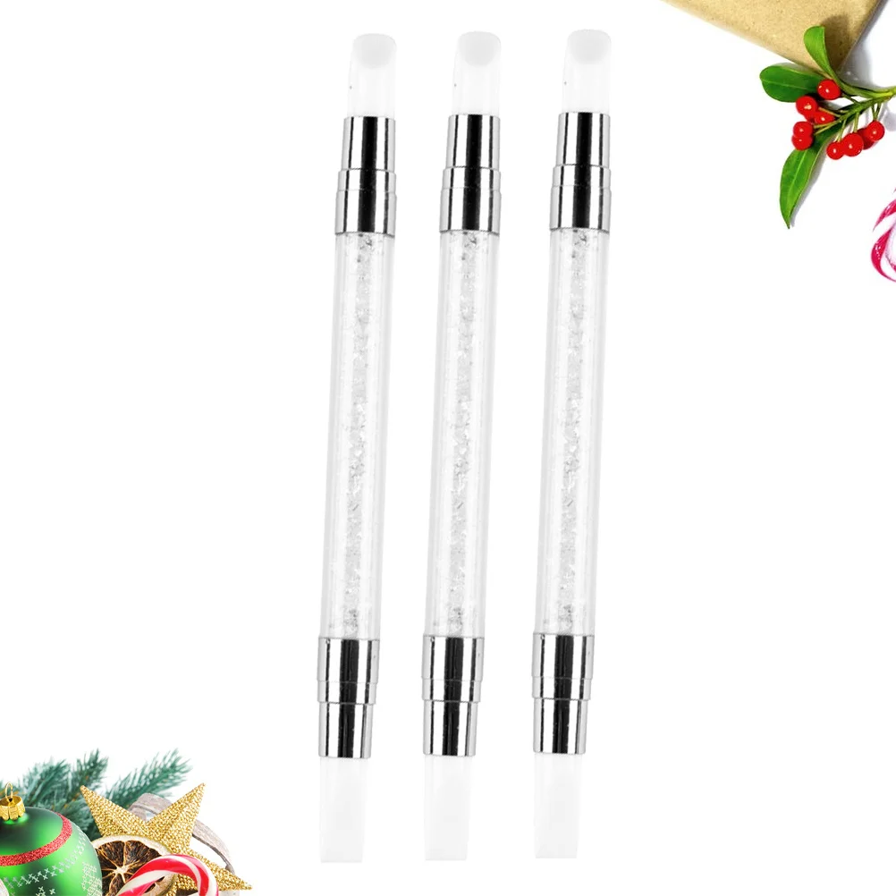 

3Pcs Nail Silicone Brush Double End Nail Art Pen Soft Tip Dotting Carving Drawing Sculpting Manicure Tool Manicure Tool