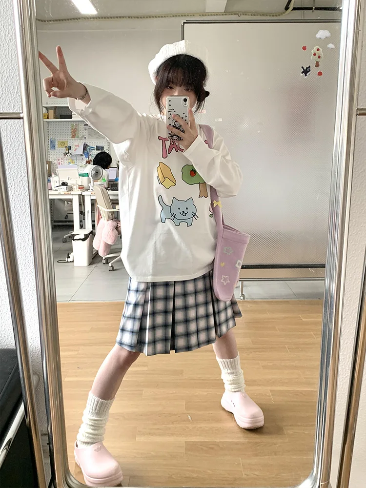 

Женская футболка из чистого хлопка с эффектом похудения, свободный крой, базовый топ с забавным принтом, белый цвет, для поездок на работу