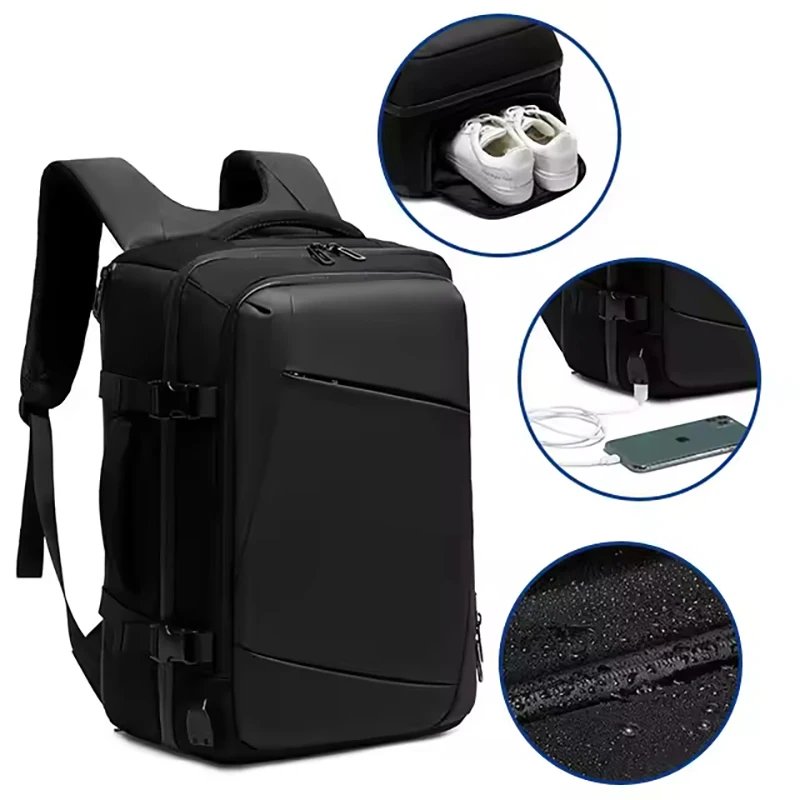 

Large Capacity Waterproof Business Backpack for Men 15.6" Laptop Travel Bag Outdoor Sport Bags With Shoe Compartment & USB Port