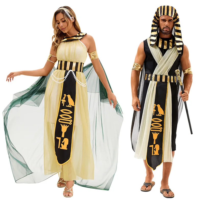 

Костюм египетского фараона для косплея, великолепное платье, платья греческой богини, бальные костюмы для маскарада с головным убором и аксессуарами