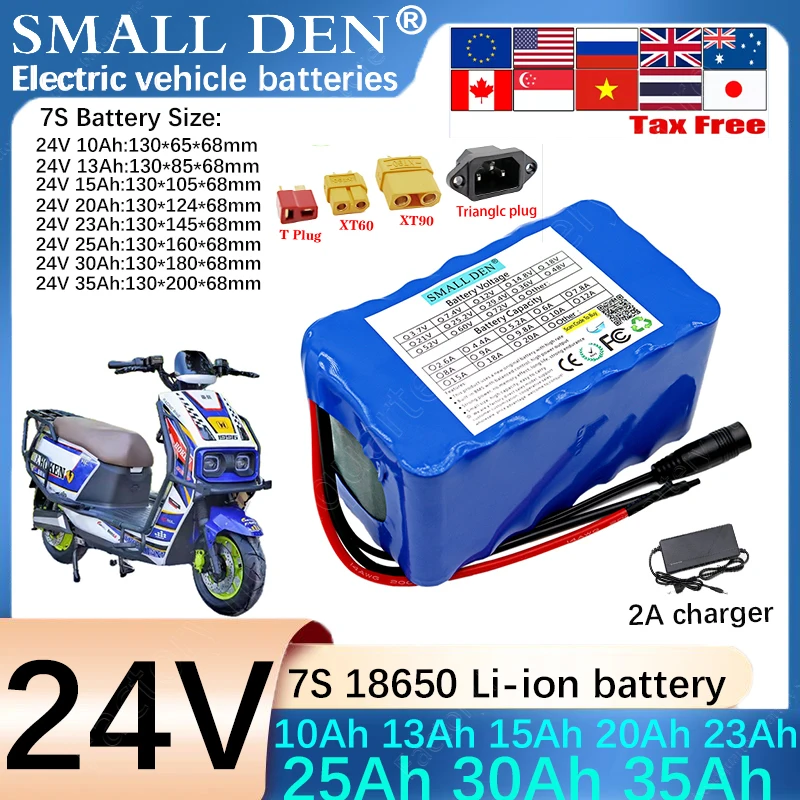 

24V 35Ah 30Ah 25Ah 23Ah 20Ah 15Ah 13Ah 10Ah New 18650 Lithium battery pack 750W Suitable for various power tools +2A charger