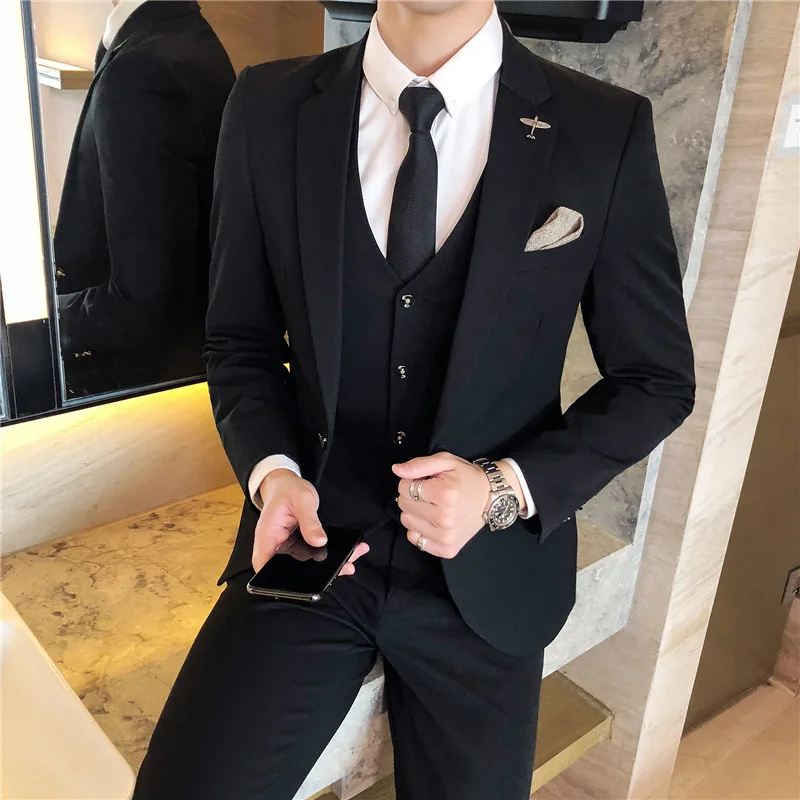 1912 High-End Herren Hochzeits anzug Anzug dreiteiliger Anzug Bräutigam Zweireiher Business Slim Casual Herren anzug