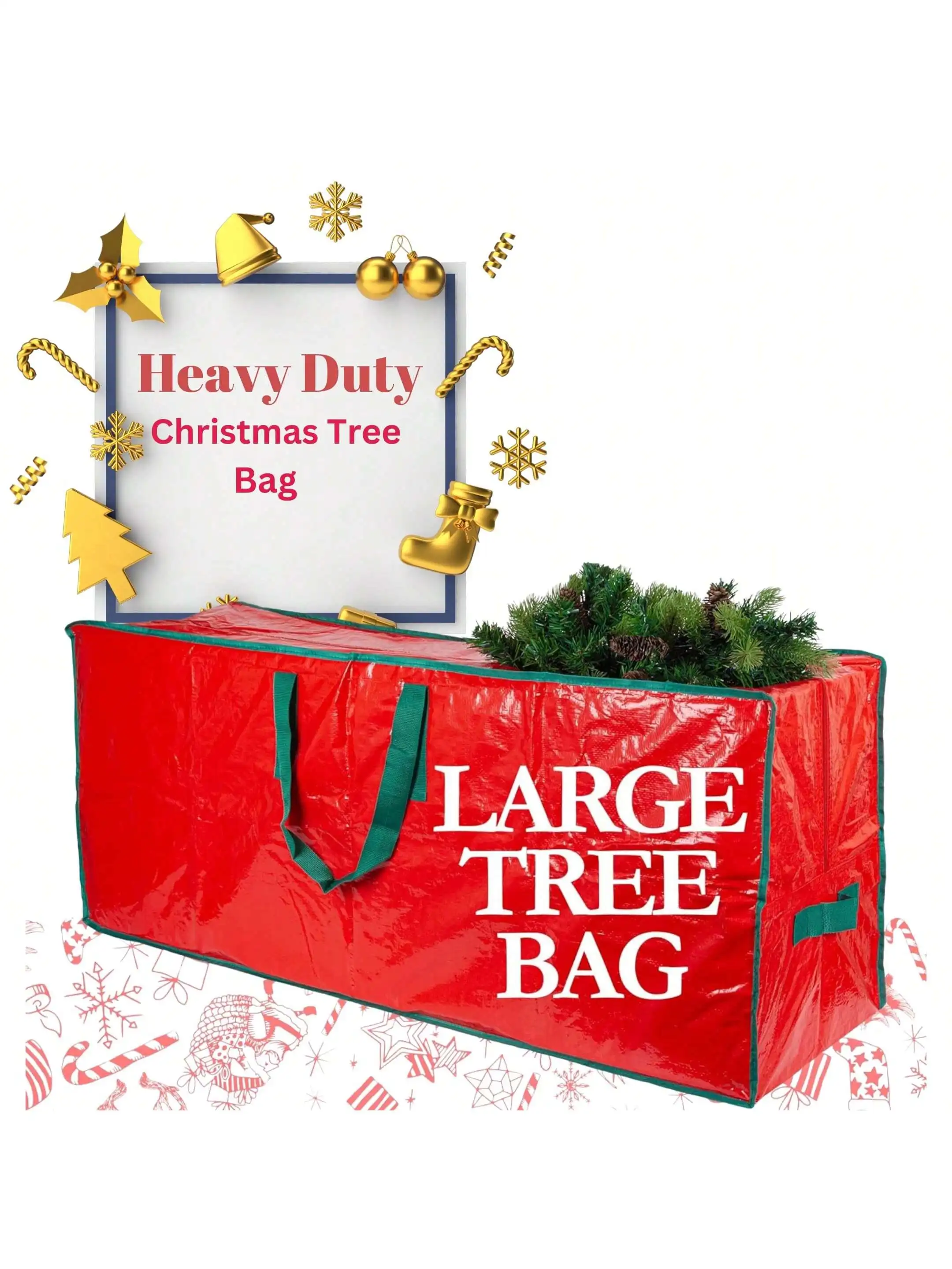 Weihnachtsbaum-Aufbewahrungstasche, robuste Baumtasche, verstärkter Griff und Reißverschluss, wasserdichte Aufbewahrungstasche, Weihnachtsverpackungstasche