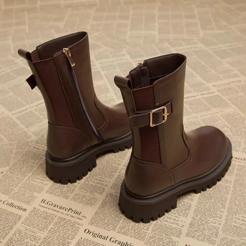 

2024 Autumn New Women's Boots Fashion Casual Thick Sole Zipper Women's Shoes