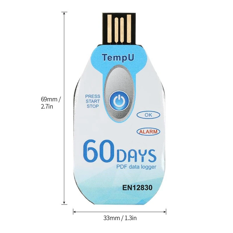 USB Temperature Data Logger PDF Disposable Cold Chain Temperature Recorder 60 Days Waterproof 10000 Points For Medicine