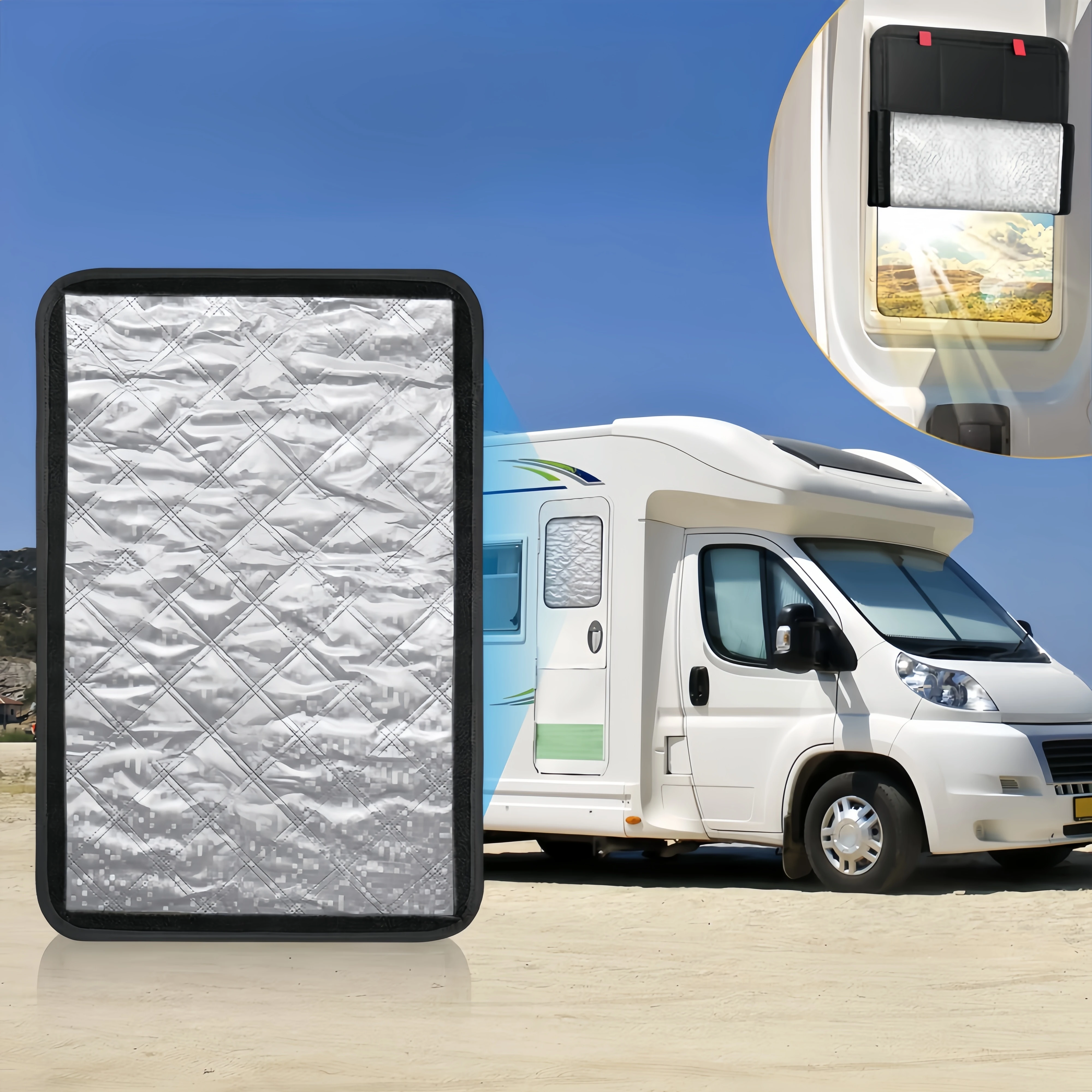 RV Door Window Shade, Foldable RV Blackout UV Rays Protection For Camper Trailer Door Window Cover, Waterproof Thickened Oxford