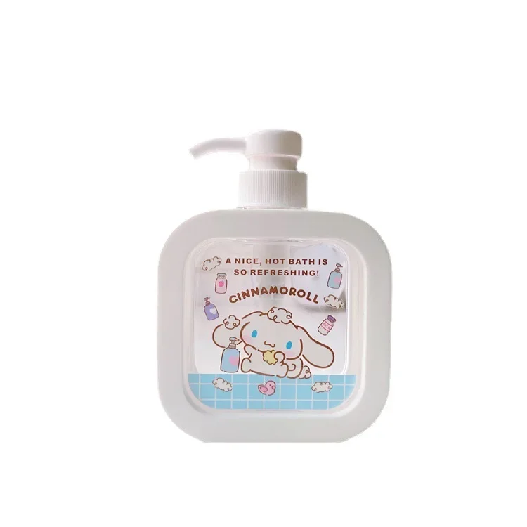 300ML Kawaii Sanrio Cinnamonroll Kuromi My Melody Travel Pump Bottle Cartoon Lotion Shampoo Shower Gel Soap Dispenser Gift