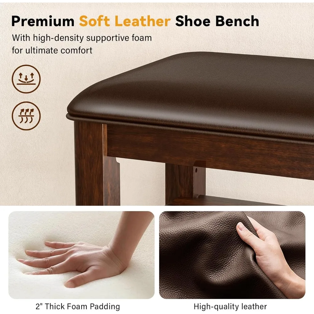 가죽 쿠션 신발장 벤치 현관 수납 및 정리용