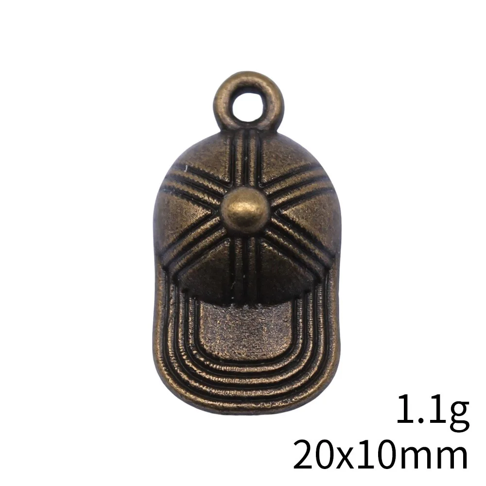 10pcs 20x10mm 2 Colors Antique Silver Color Antique Bronze Color Baseball Cap Charms Handmade Jewelry Making Accessories