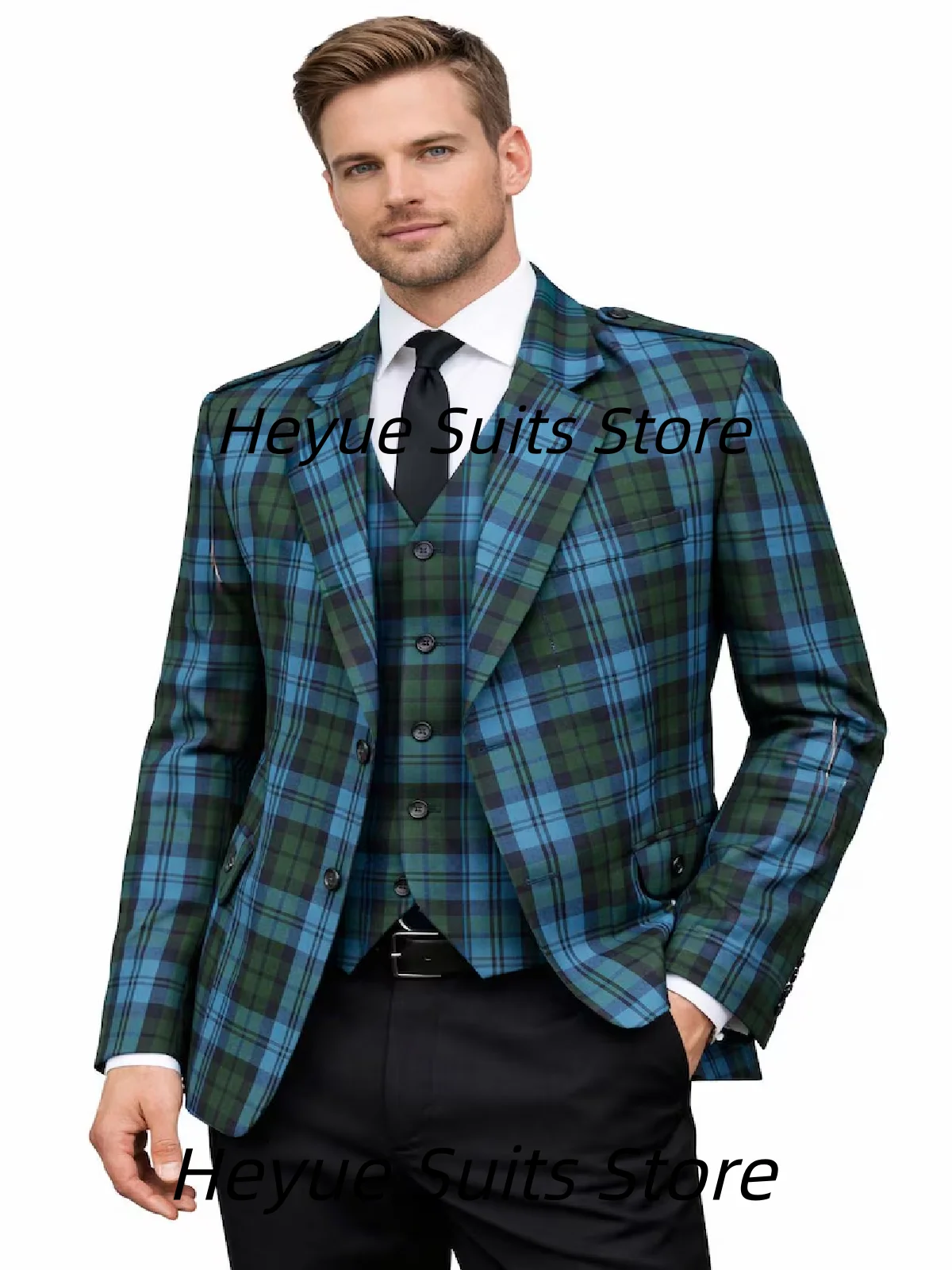 Trajes casuales a cuadros estilo francés para hombre, blazers personalizados para cena, conjuntos de 3 piezas, elegantes trajes de gala ajustados, disfraz de hombre