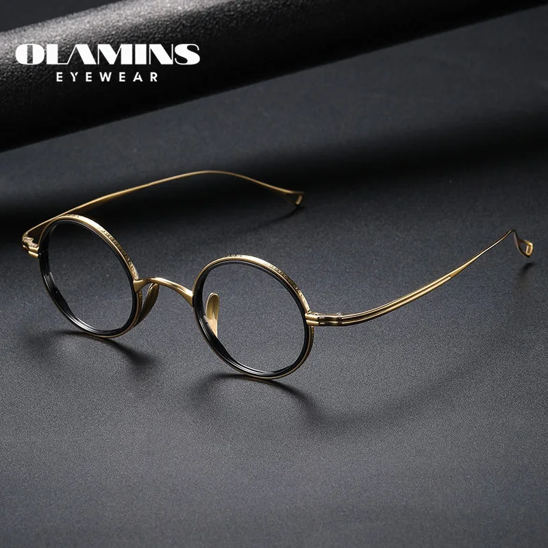 

OLAMINS​ Retro Glasses Frame Can Do Presbyopia Myopia One Nose Fashion Frame Glasses Male Pure Titanium KMN123