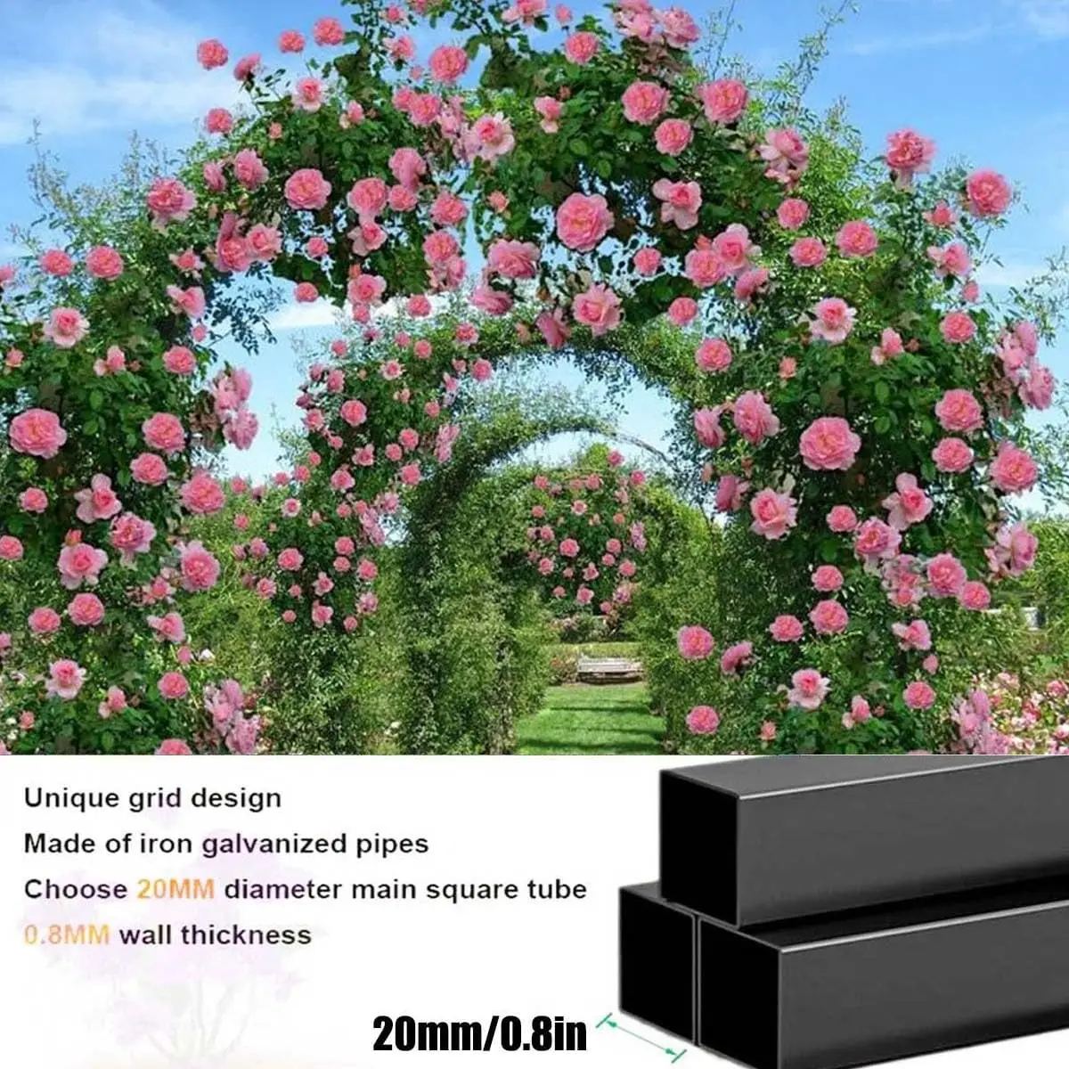 Garden Arbor, Metal Wedding Arch for Ceremony Party, Garden Trellis for Climbing Plants Outdoor, Wide 55
