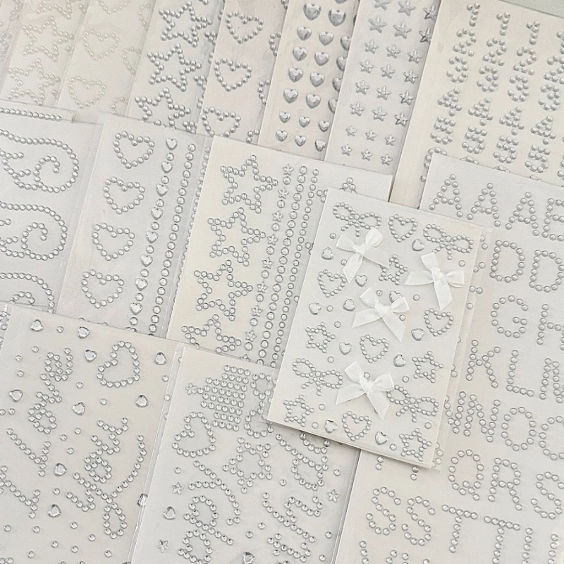 Silver Rhinestone Face Decor Stickers, 3D Star & Heart Shape Gem Stickers, Stereo Sparkly Ornament For Makeup DIY Decoration view 2