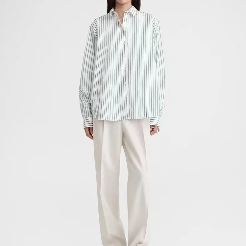 TT@ LUXURY Striped Shirt for Women in Early Autumn of 2024, Striped Embroidered Shirt, Nordic Commuting Style