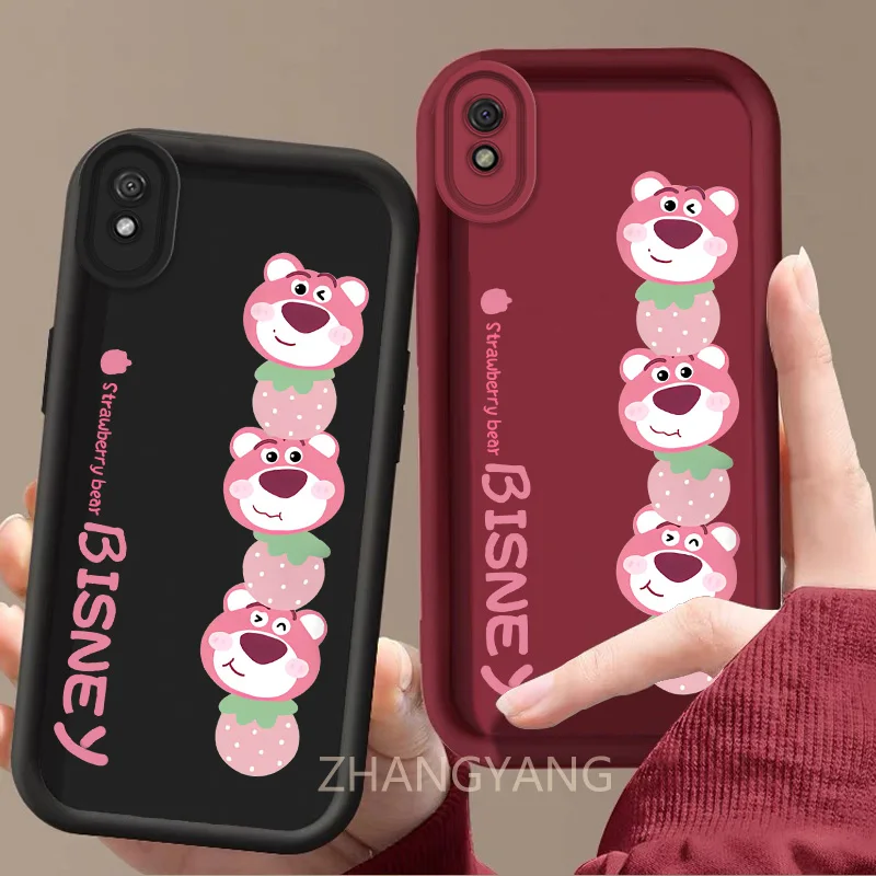 Case For Redmi 9A Cute cartoon bear phone case with silicone TPU soft case anti drop and shockproof phone camera fully covered