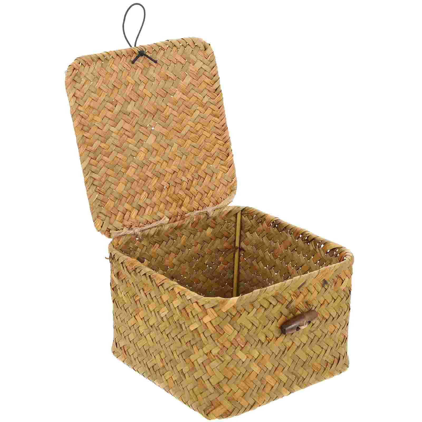 

Laundry Baskets Straw Embroidery Gift Box Woven Storage Case Container Toy Sundry Organizer Bathroom Holder Desktop