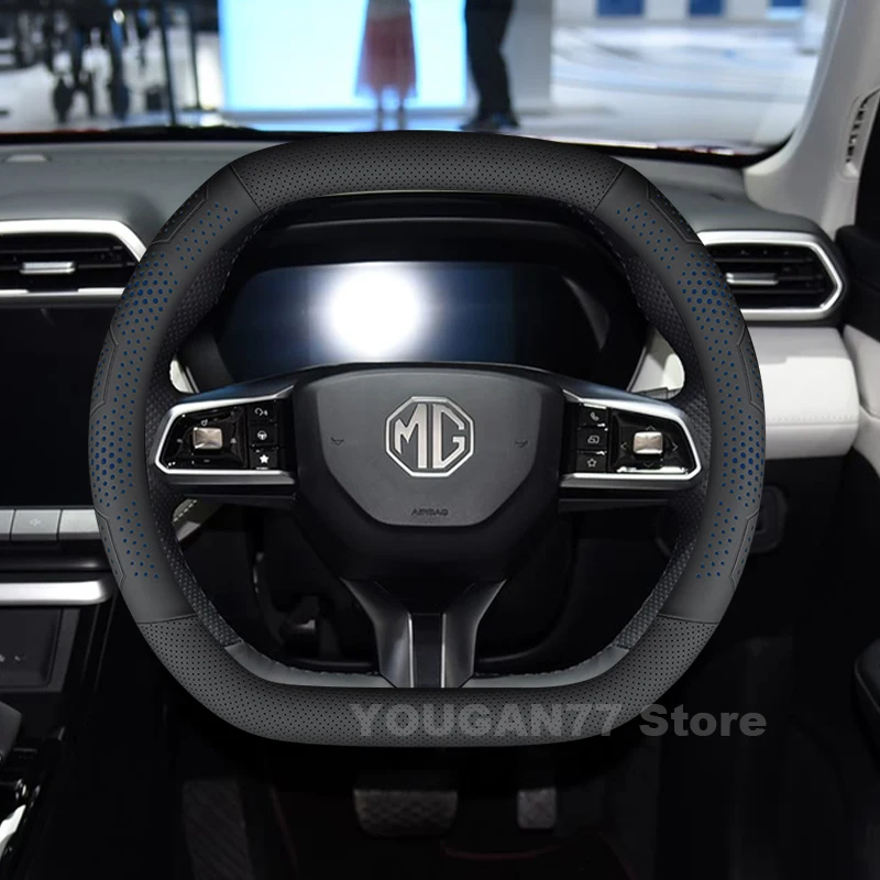 

Leather Car Steering Wheel Cover For MG ZS Hybrid EZS ZS EV 2025 2016-2024 Non-slip Auto Steering Wheel MG ZS Accessories
