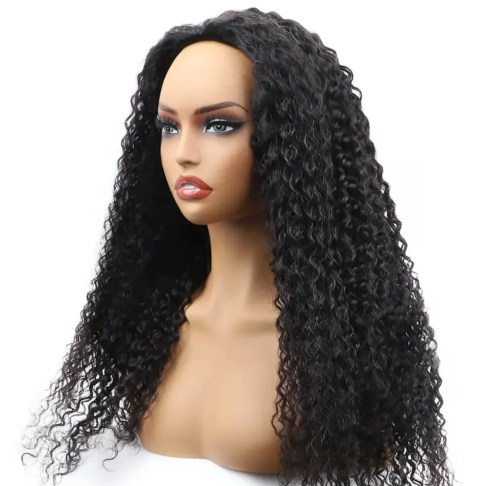 250 Density 3 IN 1 Half Wigs 32 Inch Human Hair Deep Wave Wig With Drawstring Machine Made Half Wig