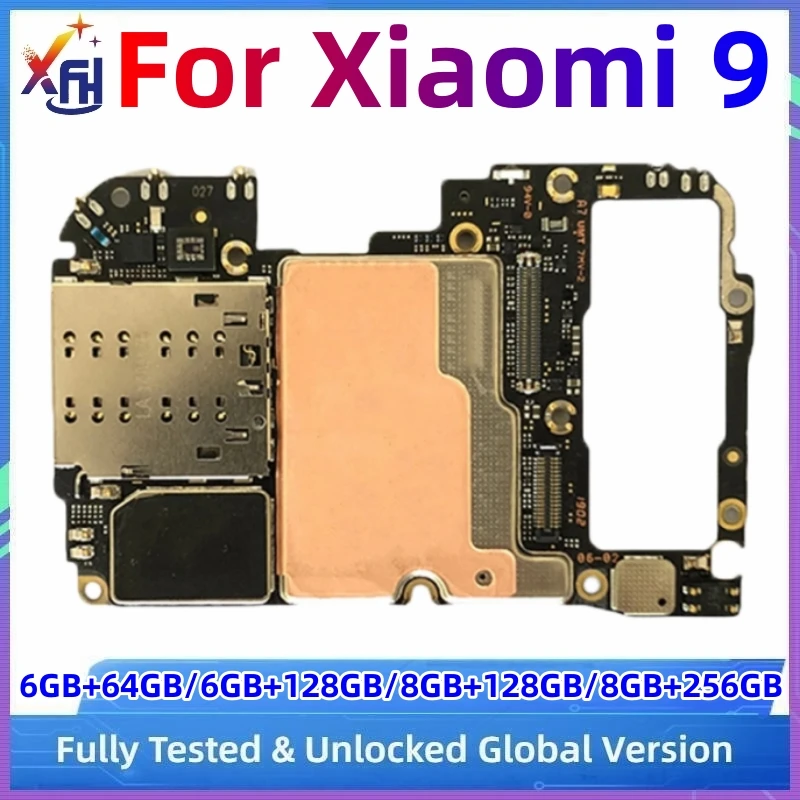 Motherboard for Xiaomi Mi 9, Unlocked Mobile Main Circuits Board, Mainboard with Full Chips, 64GB, 128GB ROM