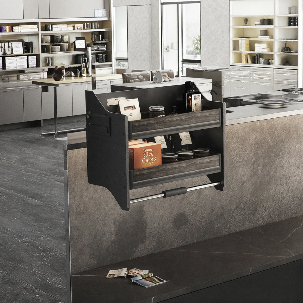 الحديثة 2 الطبقة المطبخ جدار خزانة التلقائي سلة التخزين مصعد رفع طبقة مزدوجة وعاء رف متعدد الوظائف #1