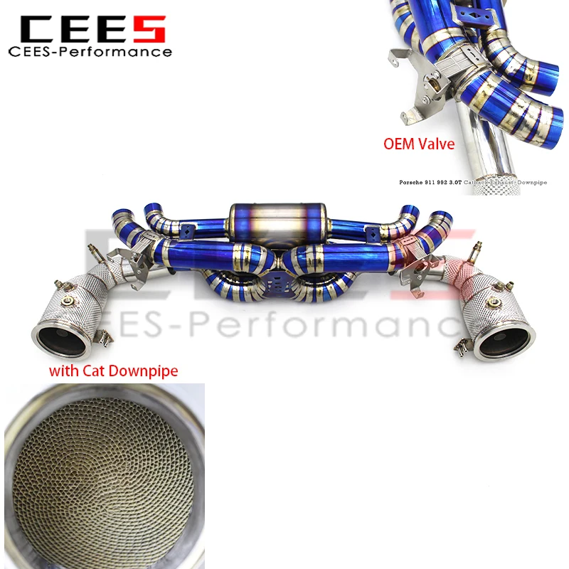 

Cees OEM клапанная ось Catback выхлопная труба с Cat Downpipe для Porsche 911 992 3.0T 2020-2023 гоночный глушитель Escape выхлопная труба