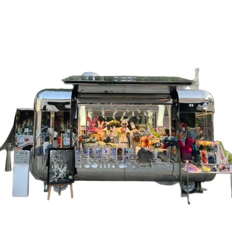 Electric stainless steel mobile multi-functional dining car, mobile night market stall food truck