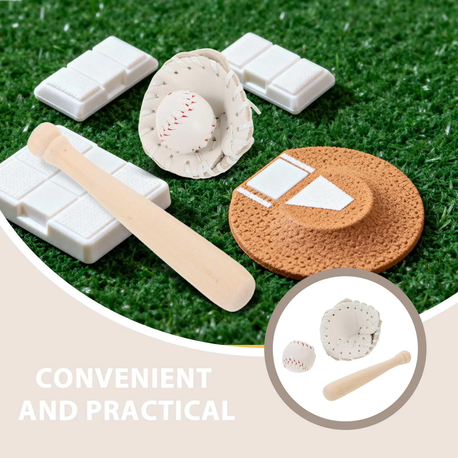 2 conjuntos de luvas de taco de beisebol em miniatura conjunto de bola detalhada equipamentos esportivos miniaturas acessórios para casa de bonecas chaveiro de amuletos de beisebol