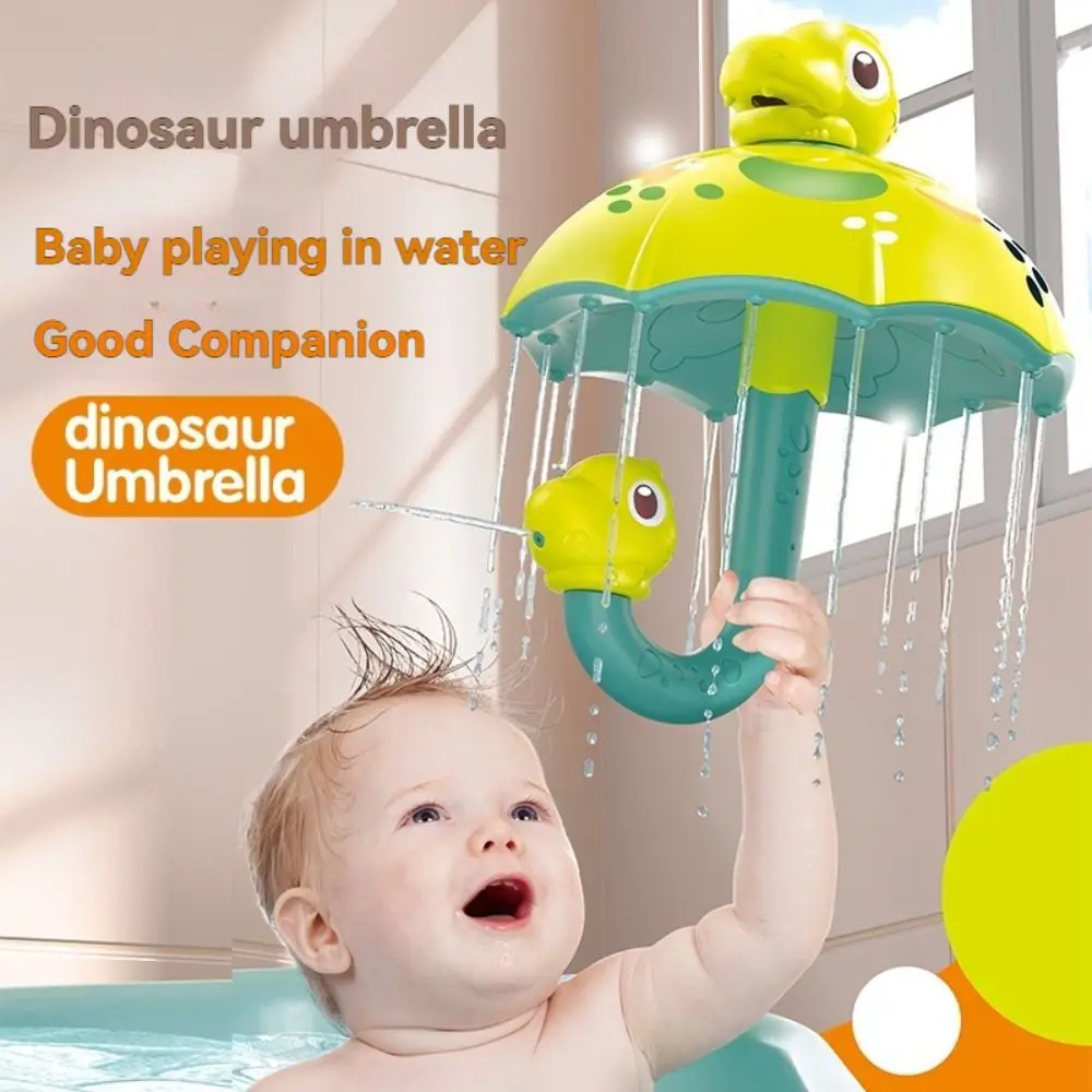 Cartoon Dinosaur Umbrella Shower Toys Creative Funny Dinosaur Water Sprinkler Secure Rotatable Swimming Water Toys Bathroom