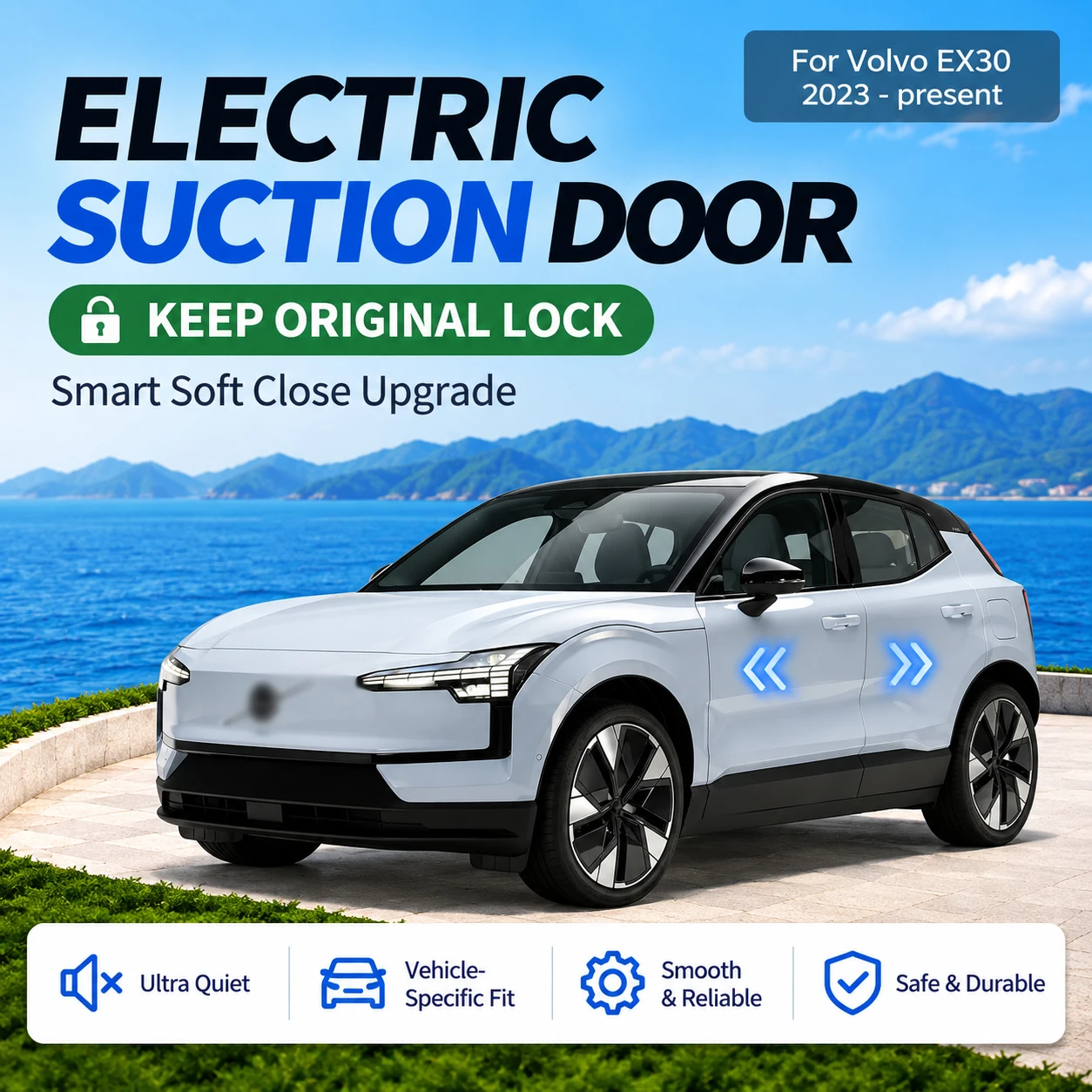 Car Modification Auto Suction Soft Close Door Lock Upgrade Kit Keep Original Lock For Volvo EX30 2023-present