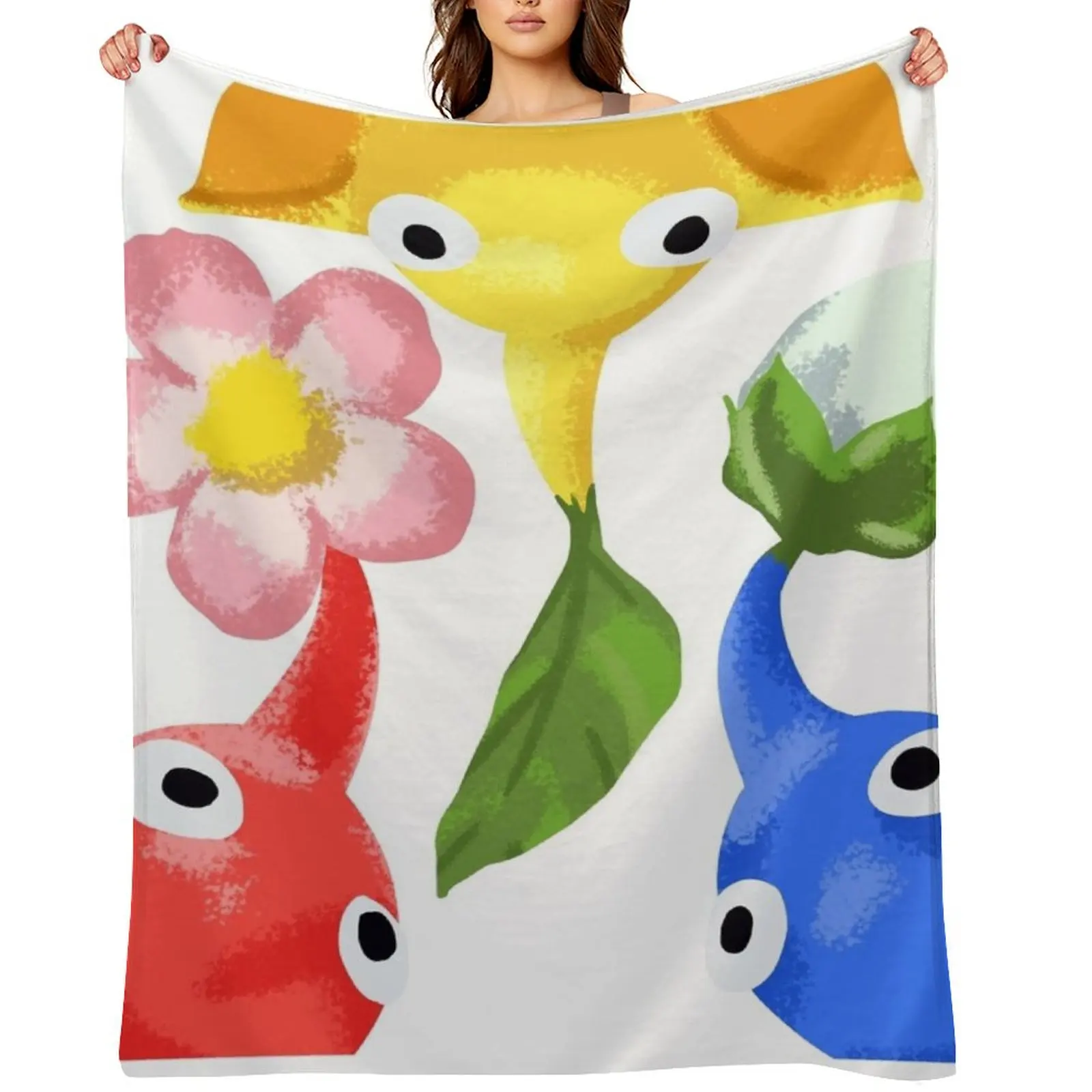 

Triple Pikmin Throw Blanket Designers Quilt funny gift Comforter Blankets