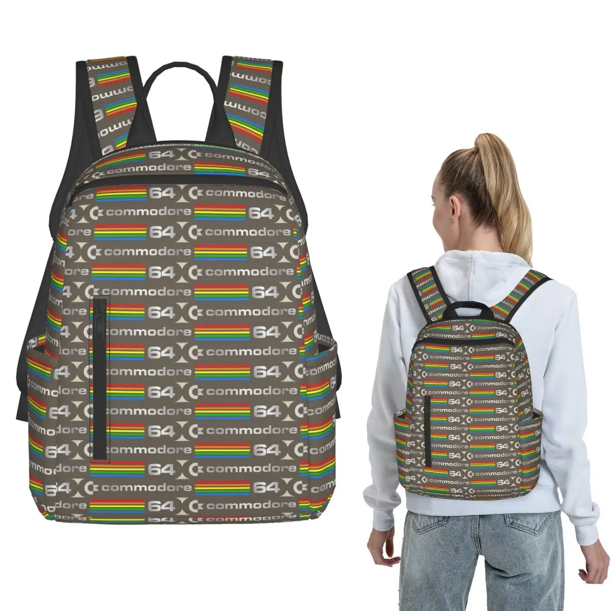 Commodore 64 - Version 3a - On Creme Backpack Large Capacity Boys Girls BookBag School Bag Shoulder Bags for Men Women