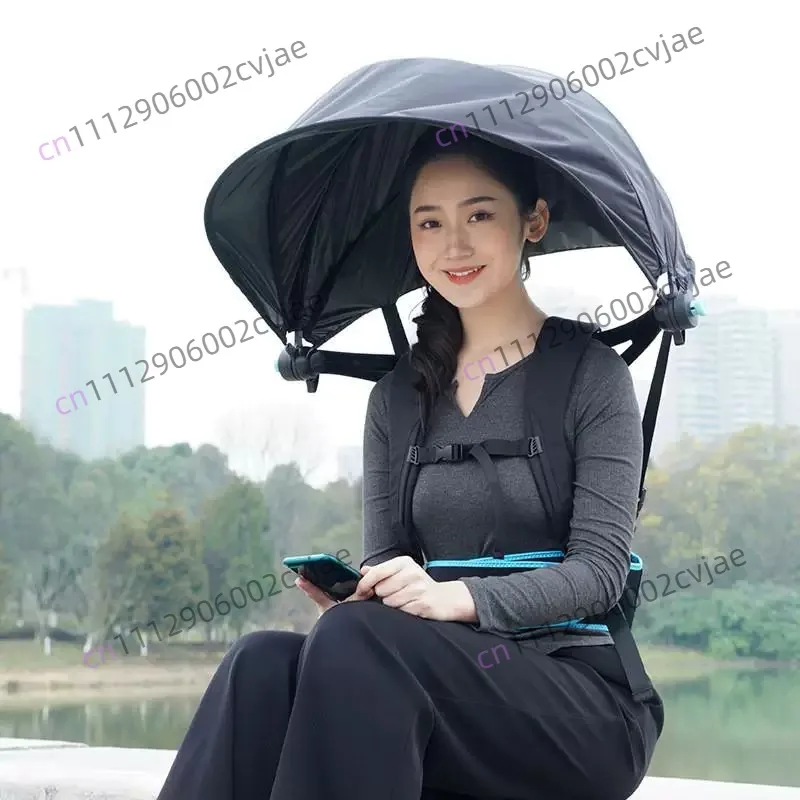 Backpack Parasol, Portable Hiking Outdoor Labor Cycling Fishing Folding Double Shoulder Umbrella