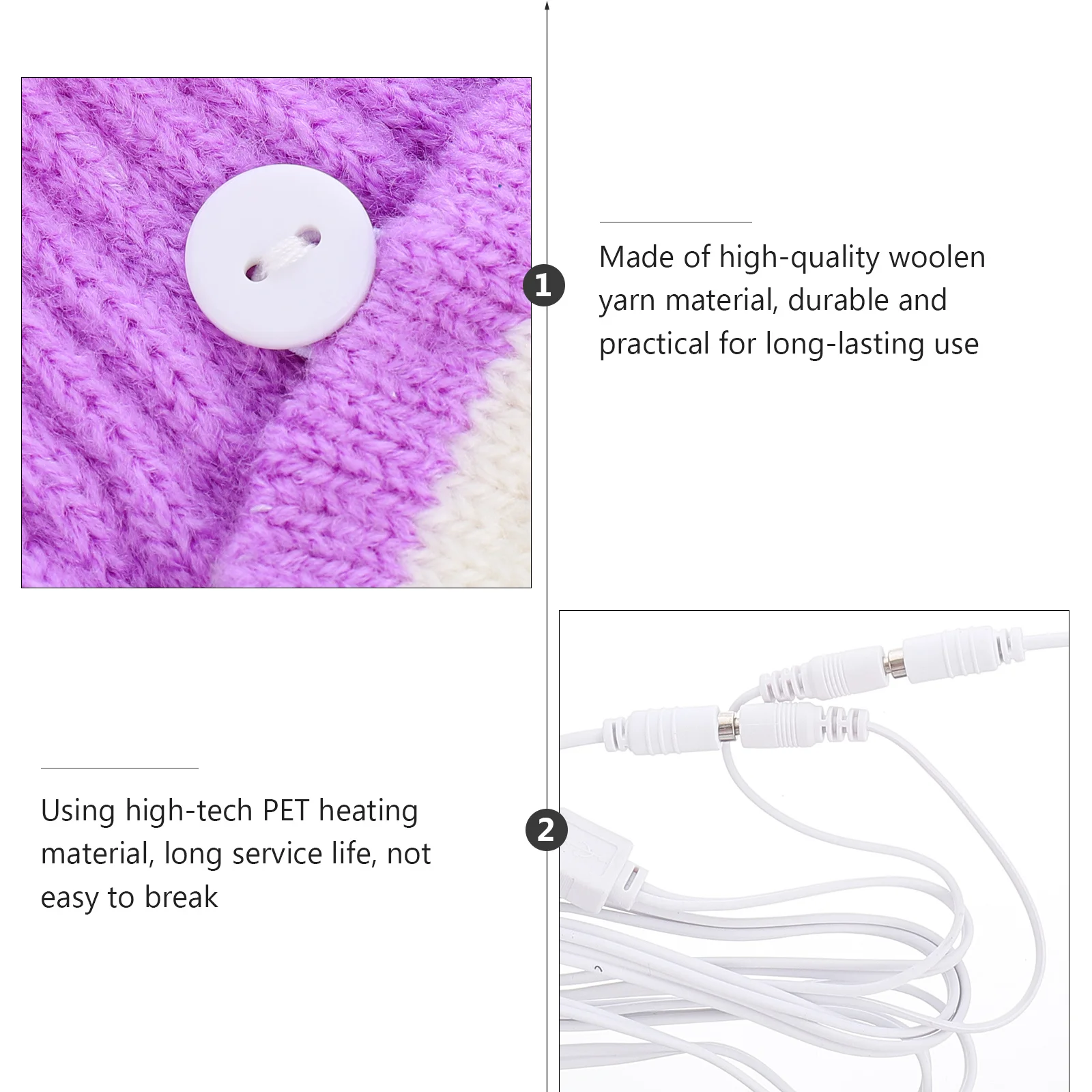 

1Pair USB Heated Mitten Unisex Winter Gloves Woolen Yarn Fingerless Thermal Hands Warmer Laptop Gloves Outdoor Sports