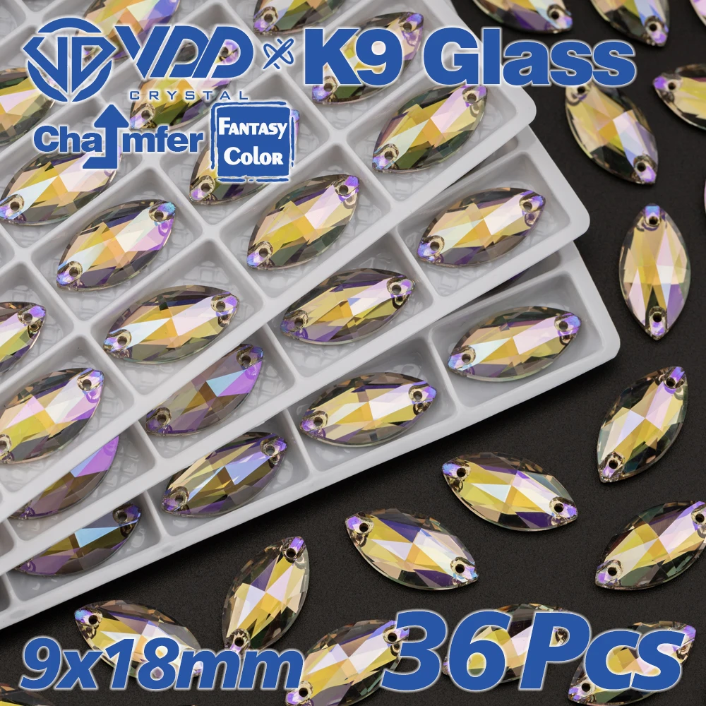 VDD ضوء شبح جديد الخيال اللون أعلى جودة K9 الزجاج خياطة على أحجار الراين الخياطة الكريستال مسطحة الحجارة لإكسسوارات الملابس