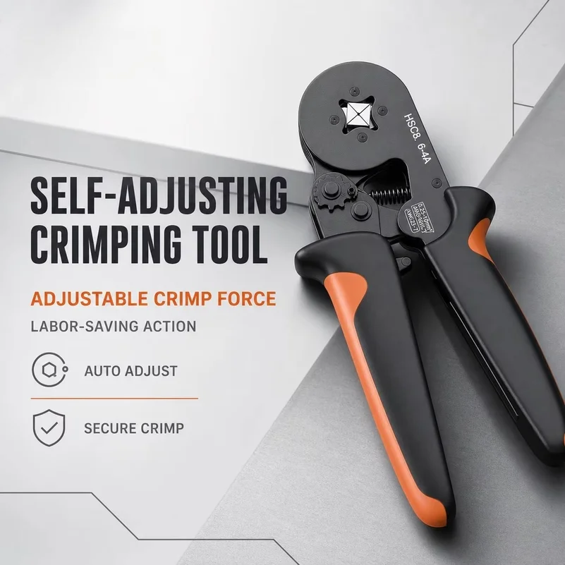 HSC8 6-4 Hexagonal Crimping Pliers with 800 PCS Multi-Specification Insulated Wire Ferrules Terminals Box Kit for Electrical Wir