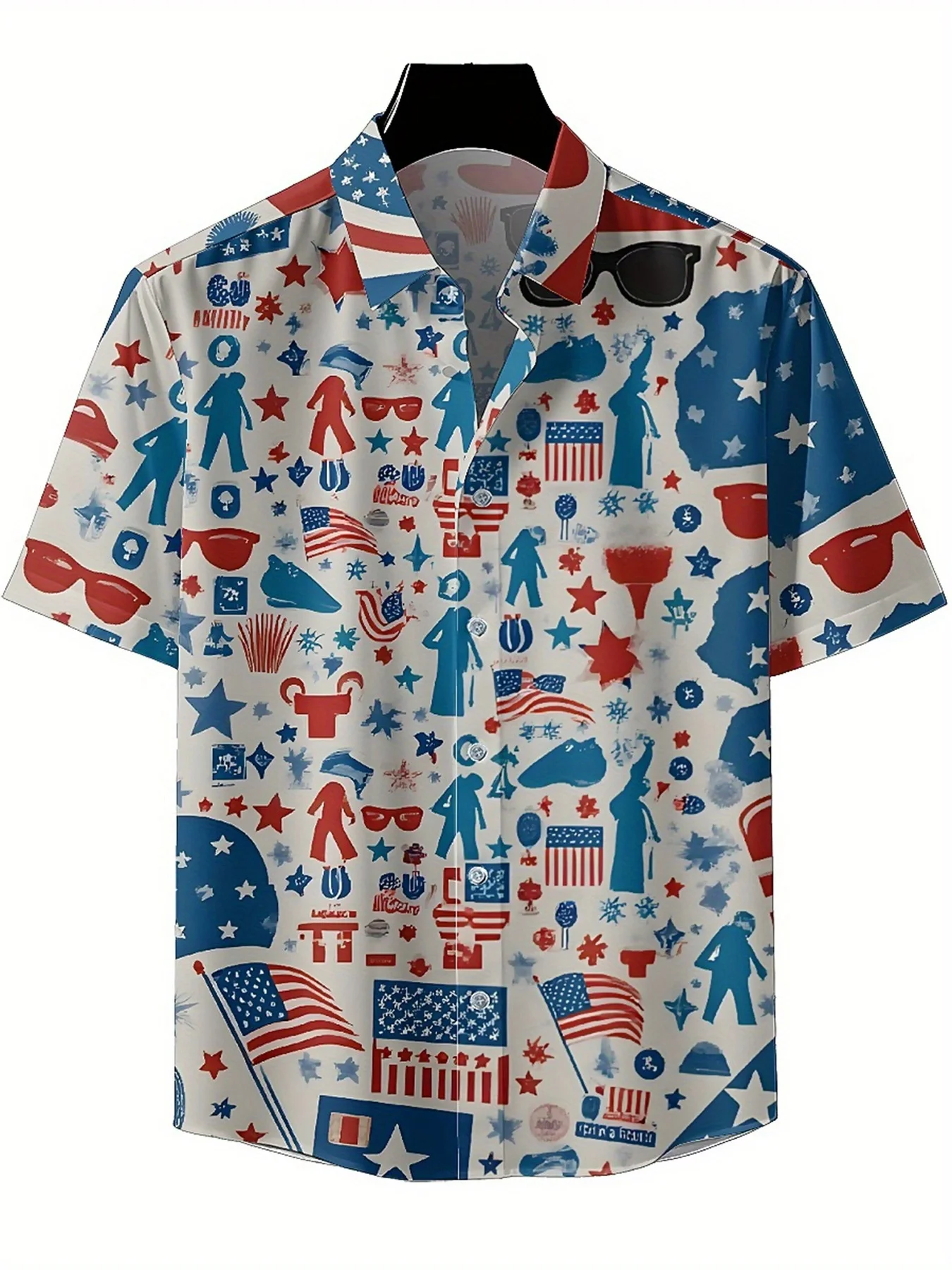 Camisas hawaianas de talla grande para hombre, estrellas y rayas, patrón de Estatua de la Libertad, camisas con botones, ropa casual unisex, verano