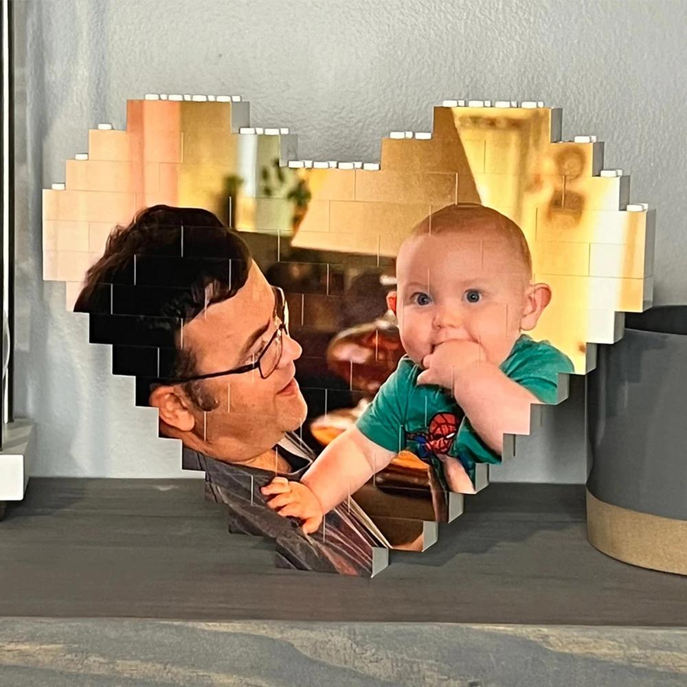 Personnalisez une photo en brique en forme de cœur - puzzle en brique - puzzle en brique d'amour, comme cadeau pour lui/elle, pour la fête des pères, M