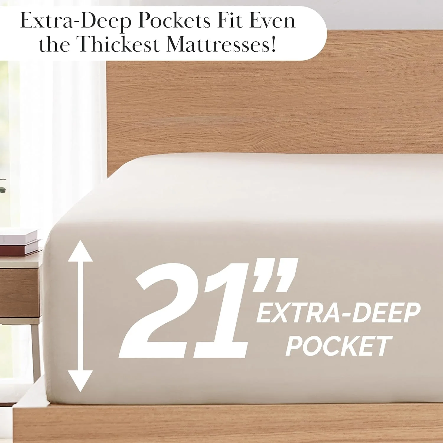 6-Piece Extra Deep Pocket King Sheets Set, Hotel Collection King Size Bed Sheets with 21