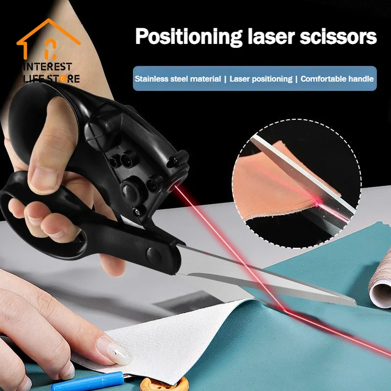 

Hot New Multi Purpose Laser Beam Positioning Cutting Infrared fabric Scissors for Home Crafts Gifts Packaging DIY Christmas Tool