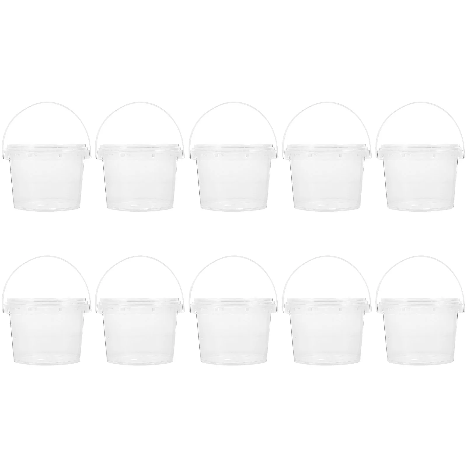 

10 Pcs Storage Bucket Seal Containers Small Food with Lid Plastic Pail Transparent Buckets Plunger
