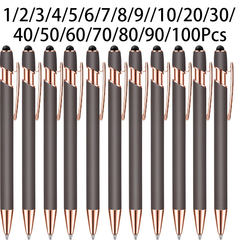 

1-100 шт. Классическая шариковая ручка, металлические алюминиевые шариковые ручки, алюминиевая сенсорная ручка-стилус