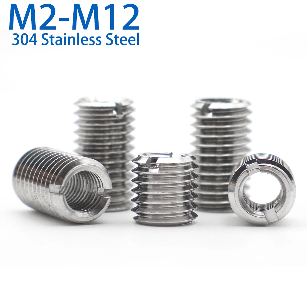 1/2/3/5/10pcs M2-M12 Stainless Steel Sotted Inside Outside Thread Insert Adapter Self Tapping Screw Nuts Sleeve Converter Nut