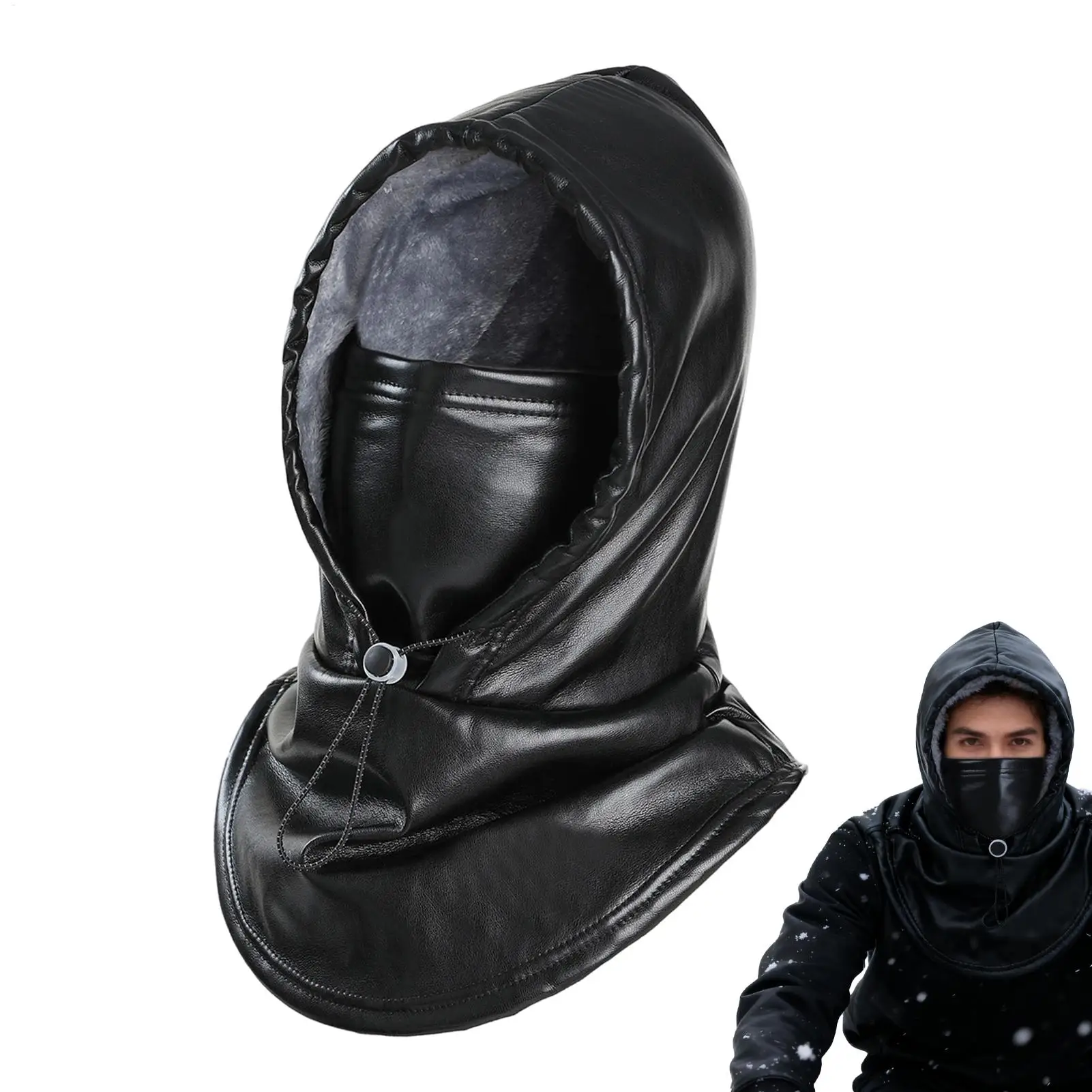 Cold Weather Face Cover PU Thermal Waterproof Hat Cold Weather Snow Face Warmer For Outdoor Motorcycle Riding Hiking Running
