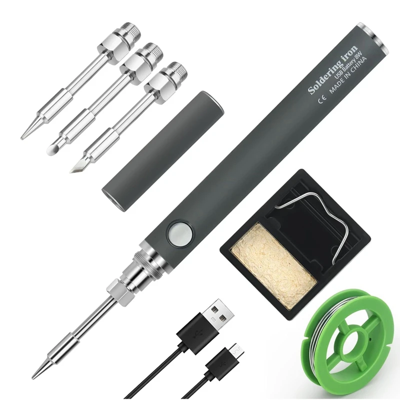 

Cordless Soldering Iron Kit Adjustable Temperature Soldering Pen Rechargeable Black Electronic Welding Tool Pen With 3 Tips