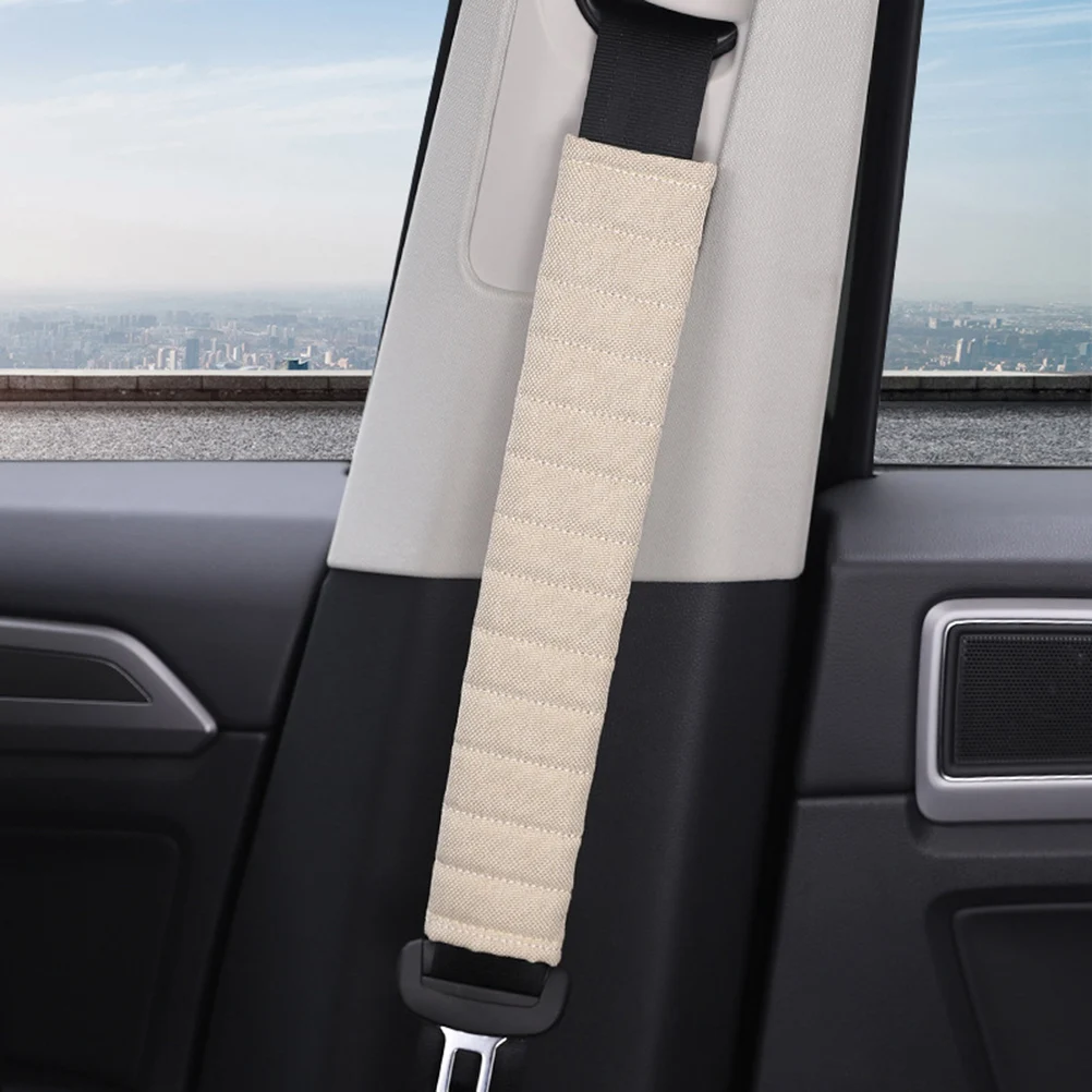 

1pc Safety Belt Cover Car Shoulder Pad Cushion Breathable Protector Auto Strap Cover Comfortable 33Cm Beige For Car