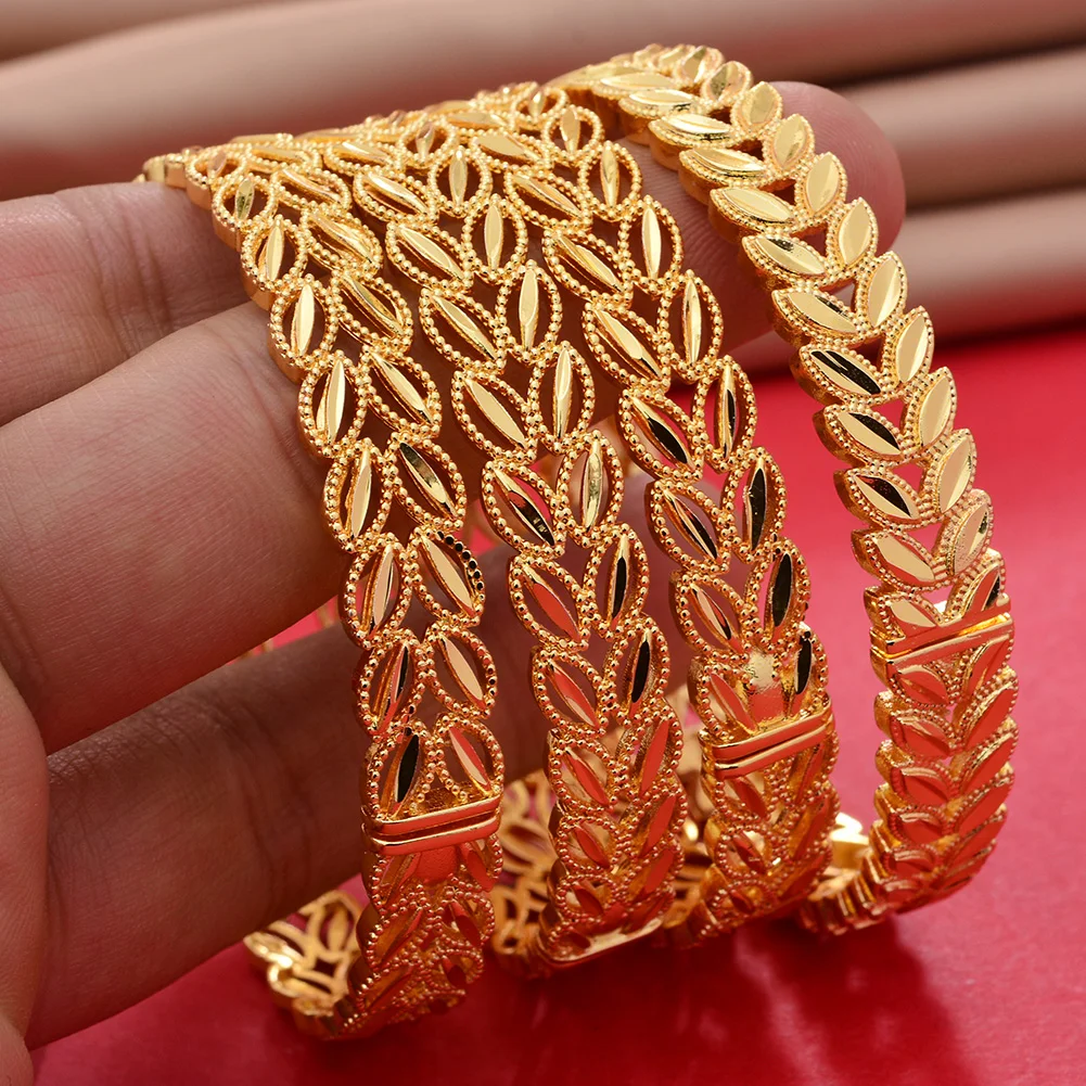 

24k Nigeria Dubai Gold Color Bangles For Women For Women Girls Middle East Saudi Arabia Dubai Jewelry Mom Bracelet Bangles Gifts