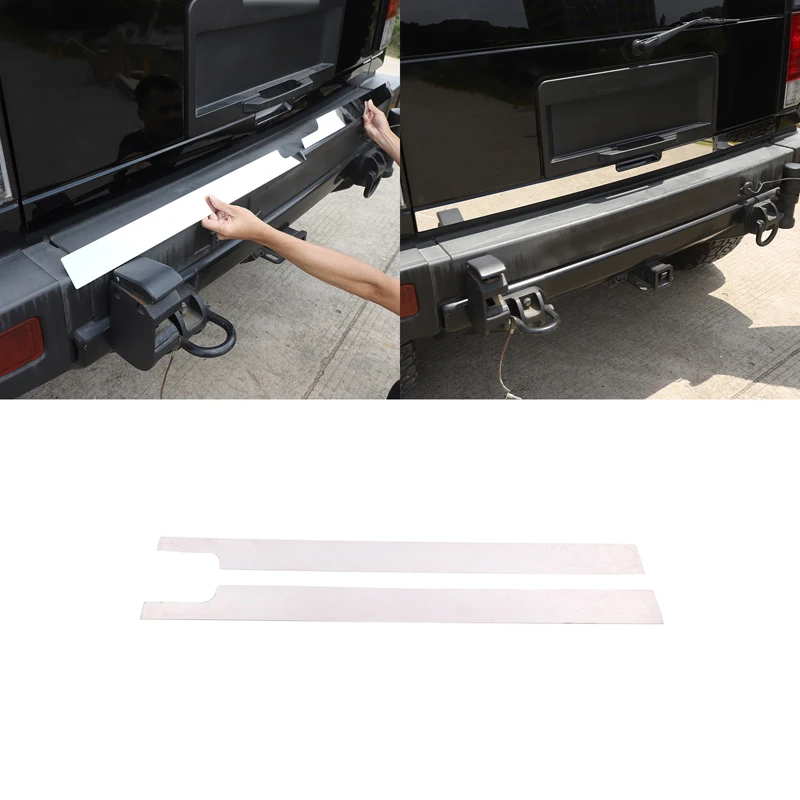 For Hummer H2 2003-09 Stainless Steel Silver Car Styling Rear Tailgate lower Decorative Plate Sticker Panel Car Decor Accessorie